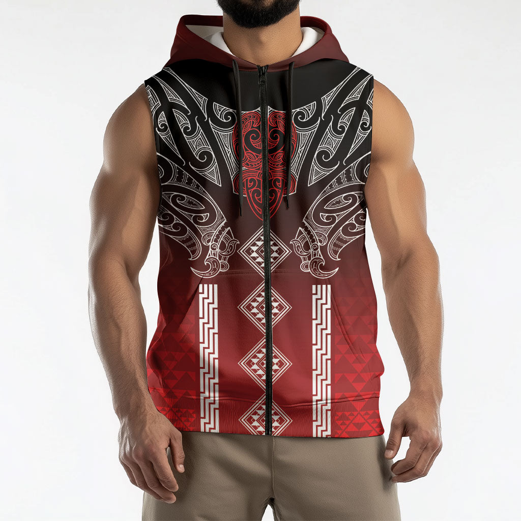 Aotearoa Maori Iwi Heritage Sleeveless Zip Hoodie Ngapuhi Kokowai