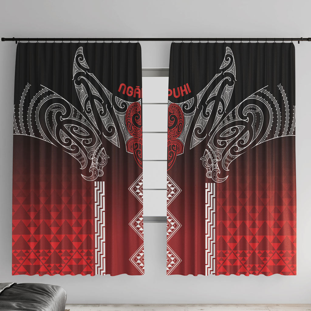 Aotearoa Maori Iwi Heritage Window Curtain Ngapuhi Kokowai LT7 With Hooks Red - Polynesian Pride
