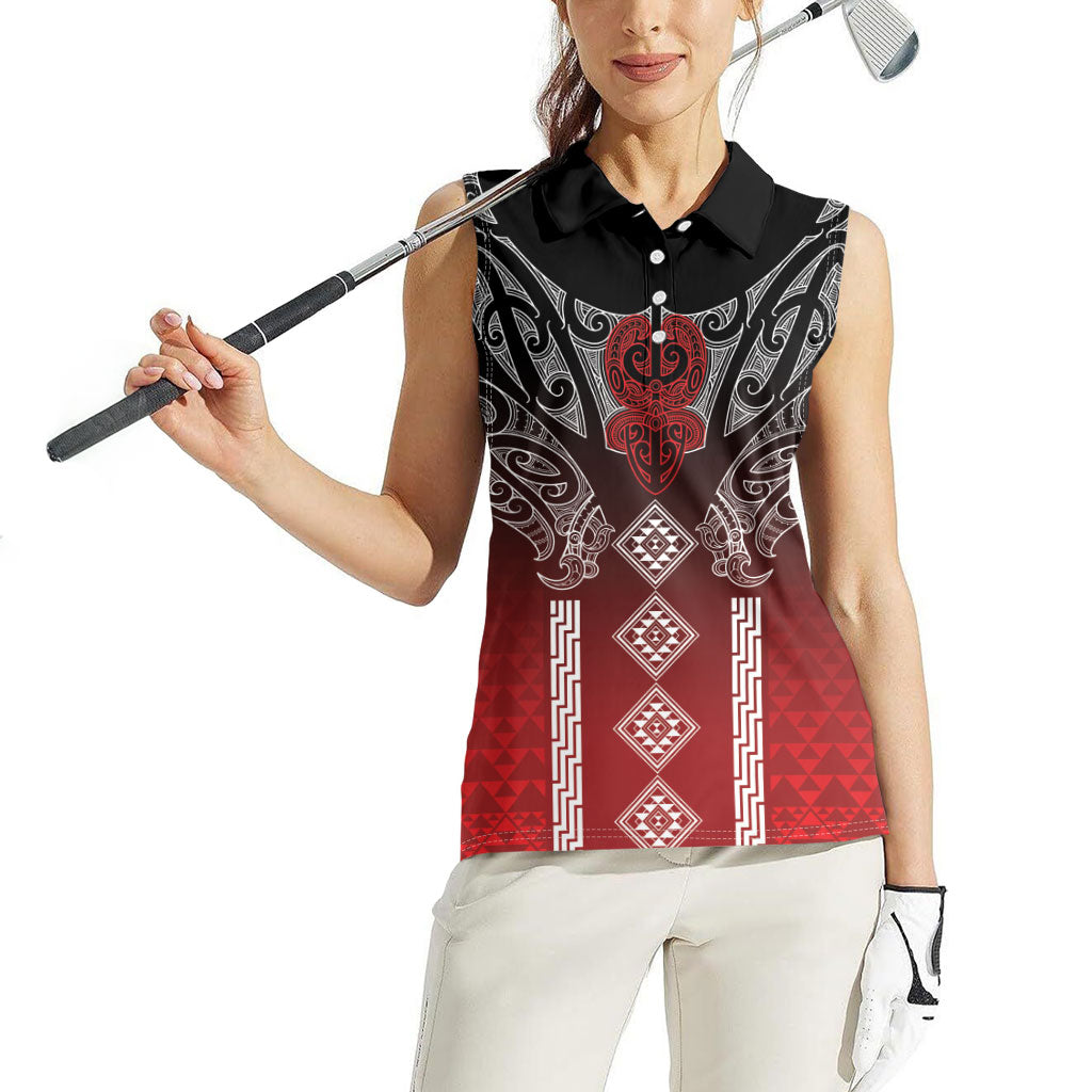 Aotearoa Maori Iwi Heritage Women Sleeveless Polo Shirt Ngapuhi Kokowai