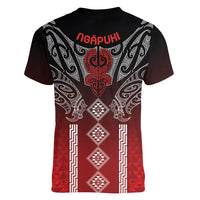 Aotearoa Maori Iwi Heritage Women V-Neck T-Shirt Ngapuhi Kokowai