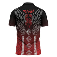 Aotearoa Maori Iwi Heritage Zipper Polo Shirt Ngapuhi Kokowai