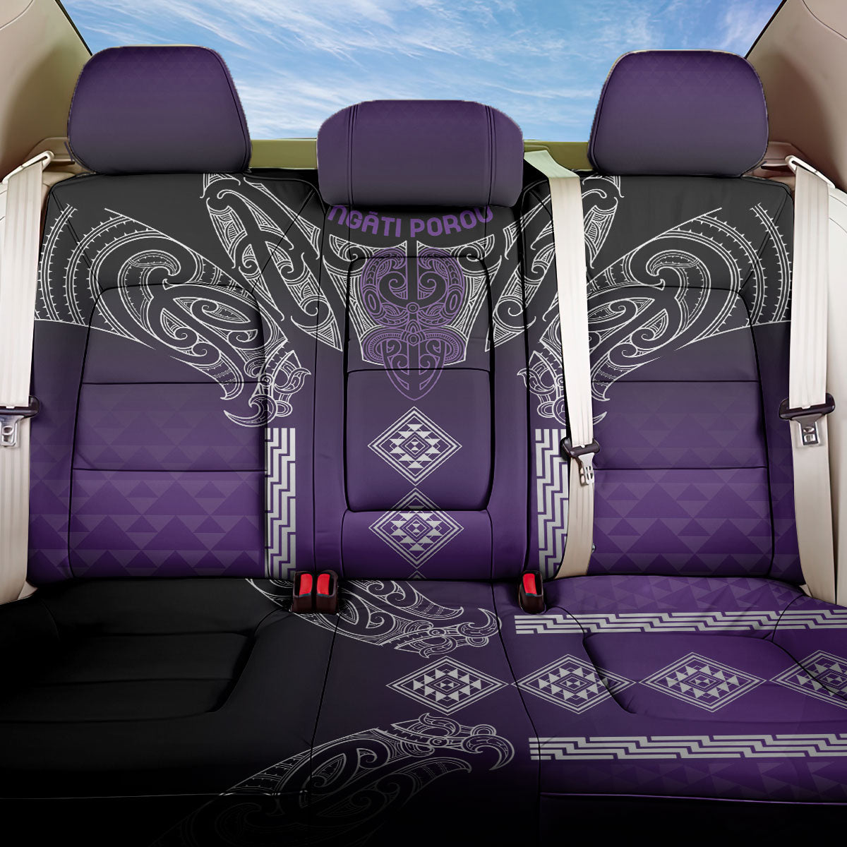 Aotearoa Maori Iwi Heritage Back Car Seat Cover Ngati Porou Waiporoporo LT7 One Size Purple - Polynesian Pride