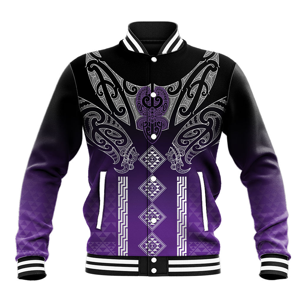 Aotearoa Maori Iwi Heritage Baseball Jacket Ngati Porou Waiporoporo LT7 Unisex Purple - Polynesian Pride