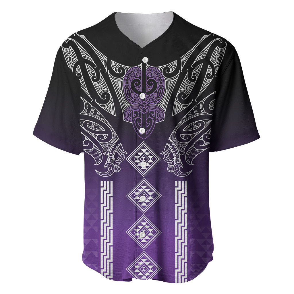 Aotearoa Maori Iwi Heritage Baseball Jersey Ngati Porou Waiporoporo LT7 Purple - Polynesian Pride