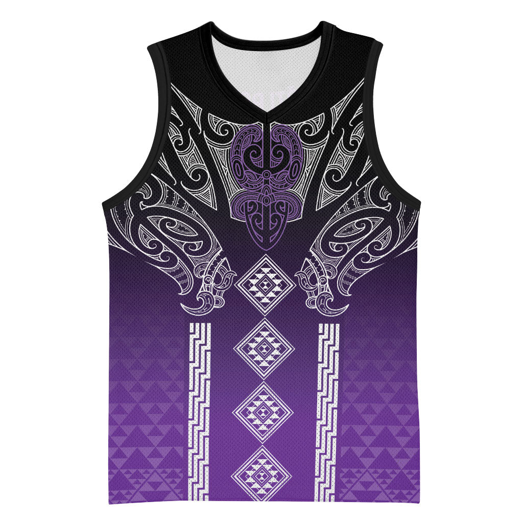 Aotearoa Maori Iwi Heritage Basketball Jersey Ngati Porou Waiporoporo LT7 Unisex Purple - Polynesian Pride