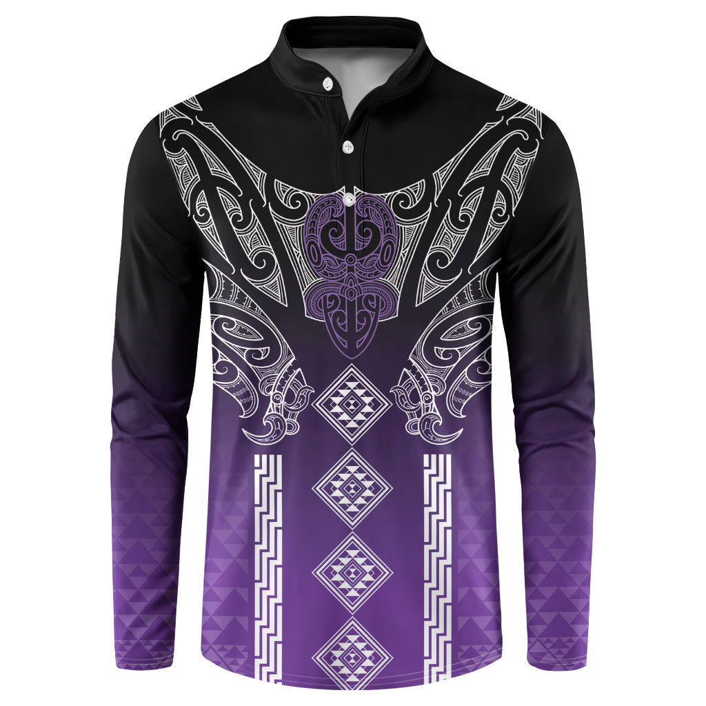 Aotearoa Maori Iwi Heritage Button Sweatshirt Ngati Porou Waiporoporo LT7 Purple - Polynesian Pride