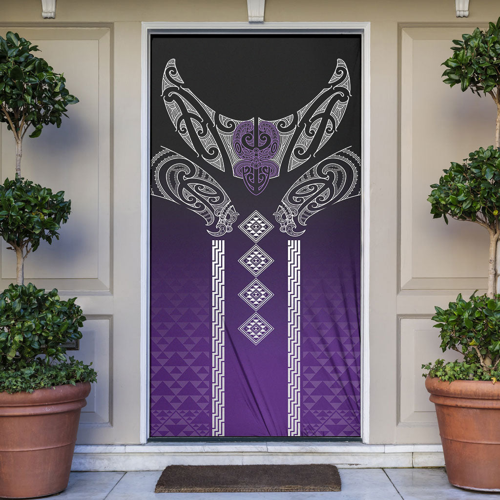 Aotearoa Maori Iwi Heritage Door Cover Ngati Porou Waiporoporo LT7 Purple - Polynesian Pride