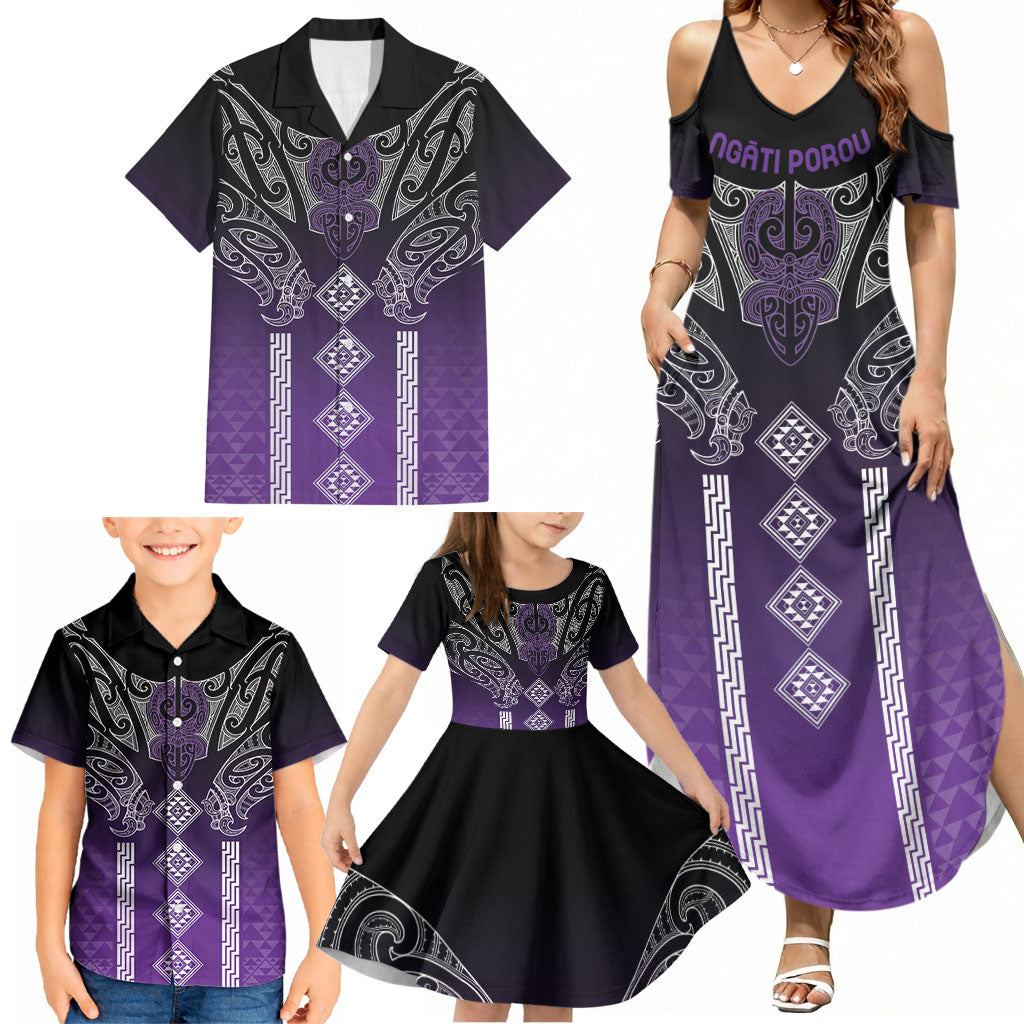 Aotearoa Maori Iwi Heritage Family Matching Summer Maxi Dress and Hawaiian Shirt Ngati Porou Waiporoporo LT7 - Polynesian Pride