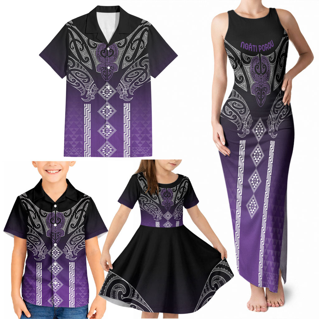 Aotearoa Maori Iwi Heritage Family Matching Tank Maxi Dress and Hawaiian Shirt Ngati Porou Waiporoporo LT7 - Polynesian Pride