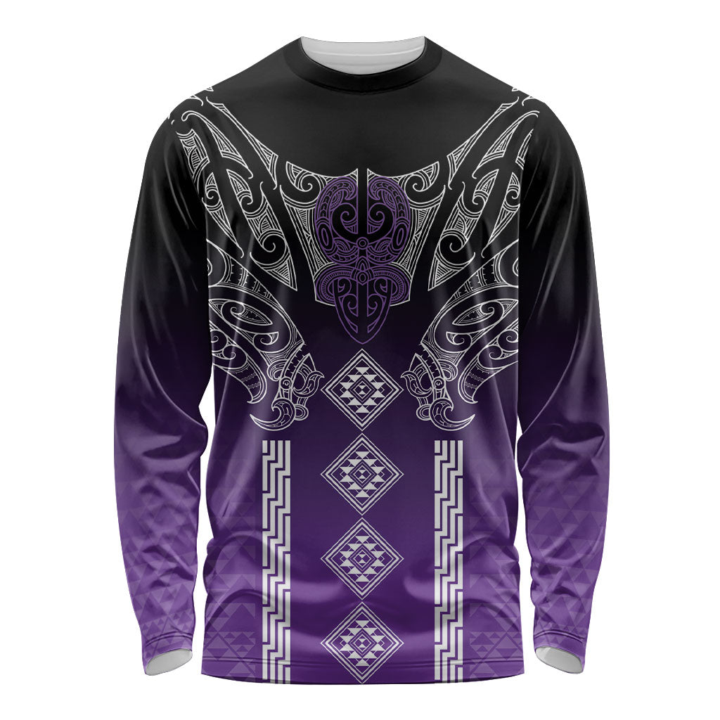 Aotearoa Maori Iwi Heritage Long Sleeve Shirt Ngati Porou Waiporoporo LT7 Unisex Purple - Polynesian Pride