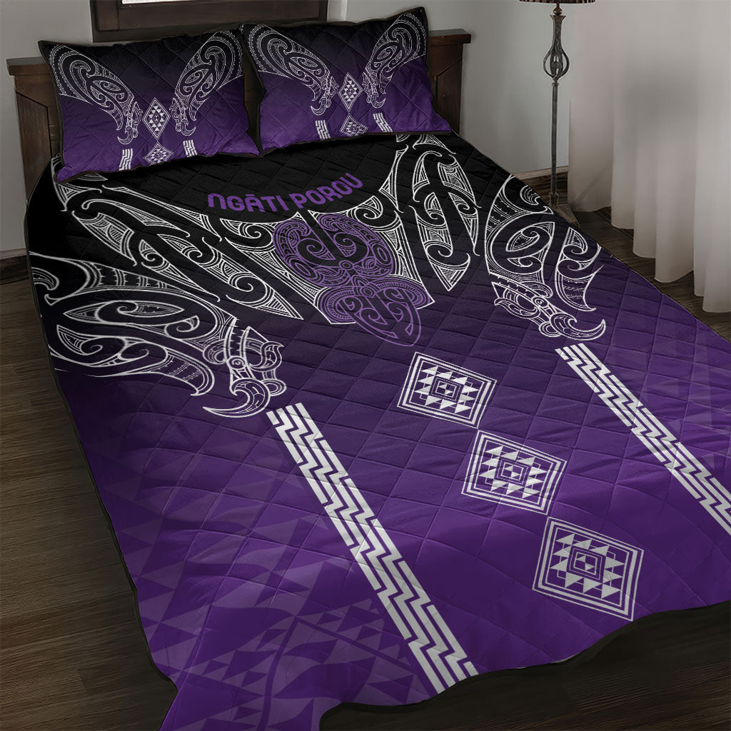 Aotearoa Maori Iwi Heritage Quilt Bed Set Ngati Porou Waiporoporo LT7 Purple - Polynesian Pride