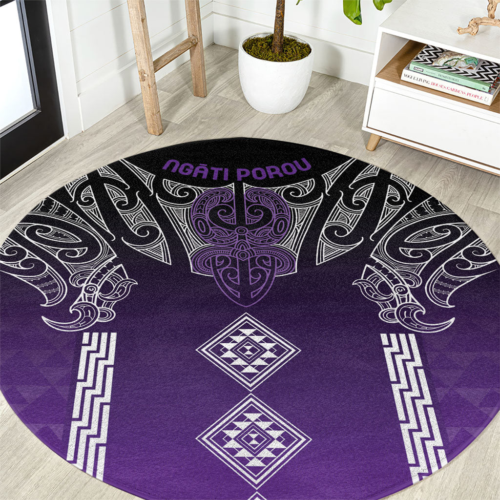 Aotearoa Maori Iwi Heritage Round Carpet Ngati Porou Waiporoporo LT7 Purple - Polynesian Pride