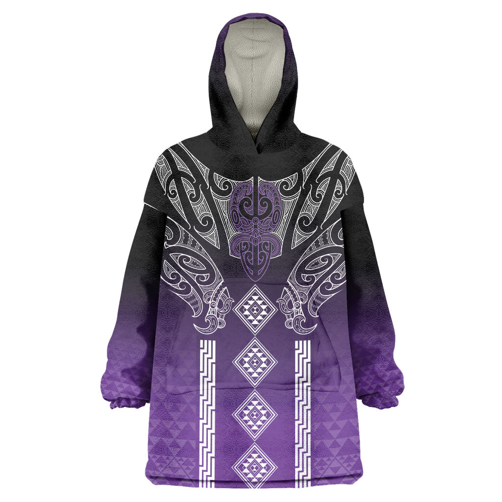 Aotearoa Maori Iwi Heritage Wearable Blanket Hoodie Ngati Porou Waiporoporo LT7 One Size Purple - Polynesian Pride