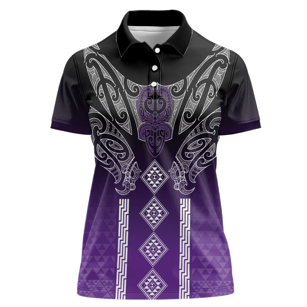 Aotearoa Maori Iwi Heritage Women Polo Shirt Ngati Porou Waiporoporo LT7 Female Purple - Polynesian Pride