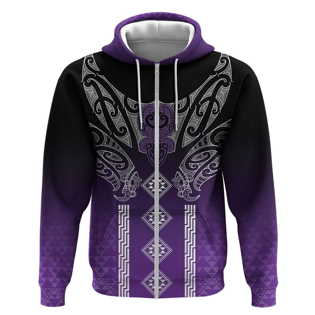 Aotearoa Maori Iwi Heritage Zip Hoodie Ngati Porou Waiporoporo LT7 Zip Hoodie Purple - Polynesian Pride