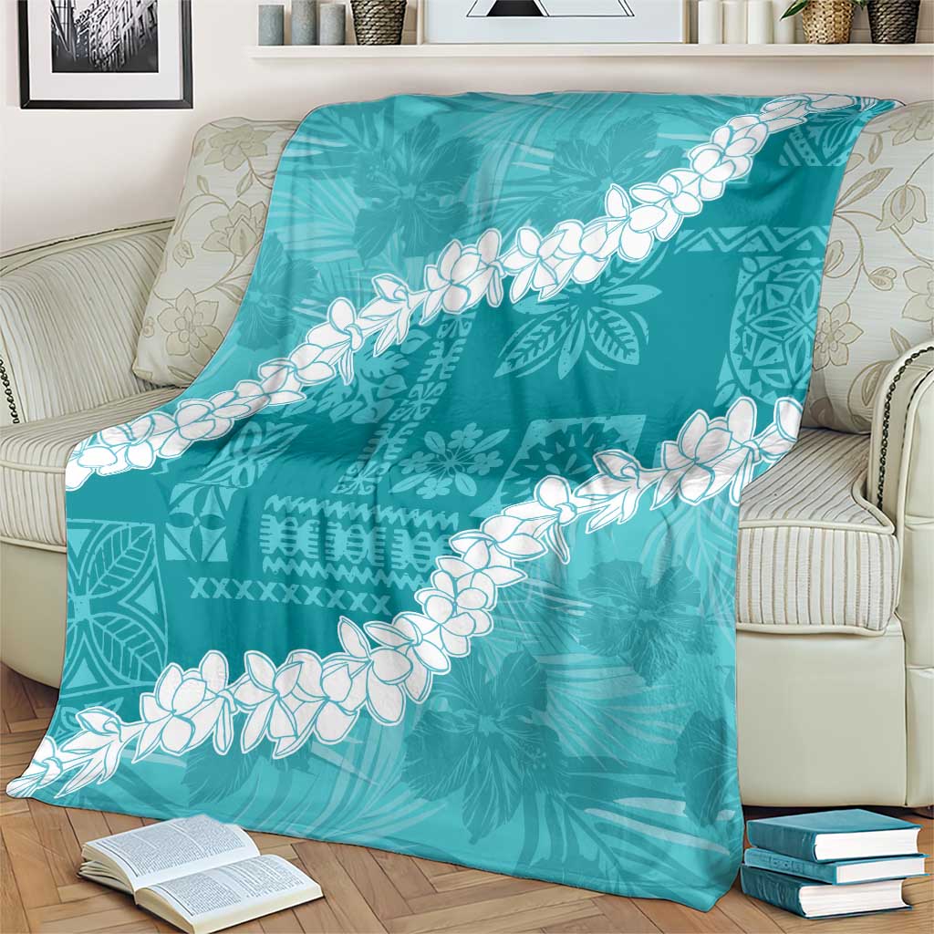 Hawaii Aloha Blanket Teal Quilt Patch Work Mix Plumeria Lei