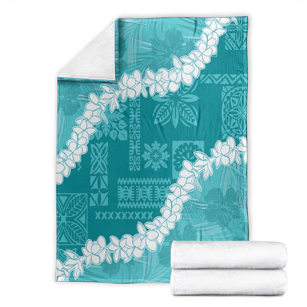 Hawaii Aloha Blanket Teal Quilt Patch Work Mix Plumeria Lei