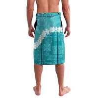 Hawaii Aloha Lavalava Teal Quilt Patch Work Mix Plumeria Lei