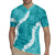 Hawaii Aloha Rugby Jersey Teal Quilt Patch Work Mix Plumeria Lei
