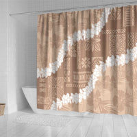 Hawaii Aloha Shower Curtain Beige Quilt Patch Work Mix Plumeria Lei