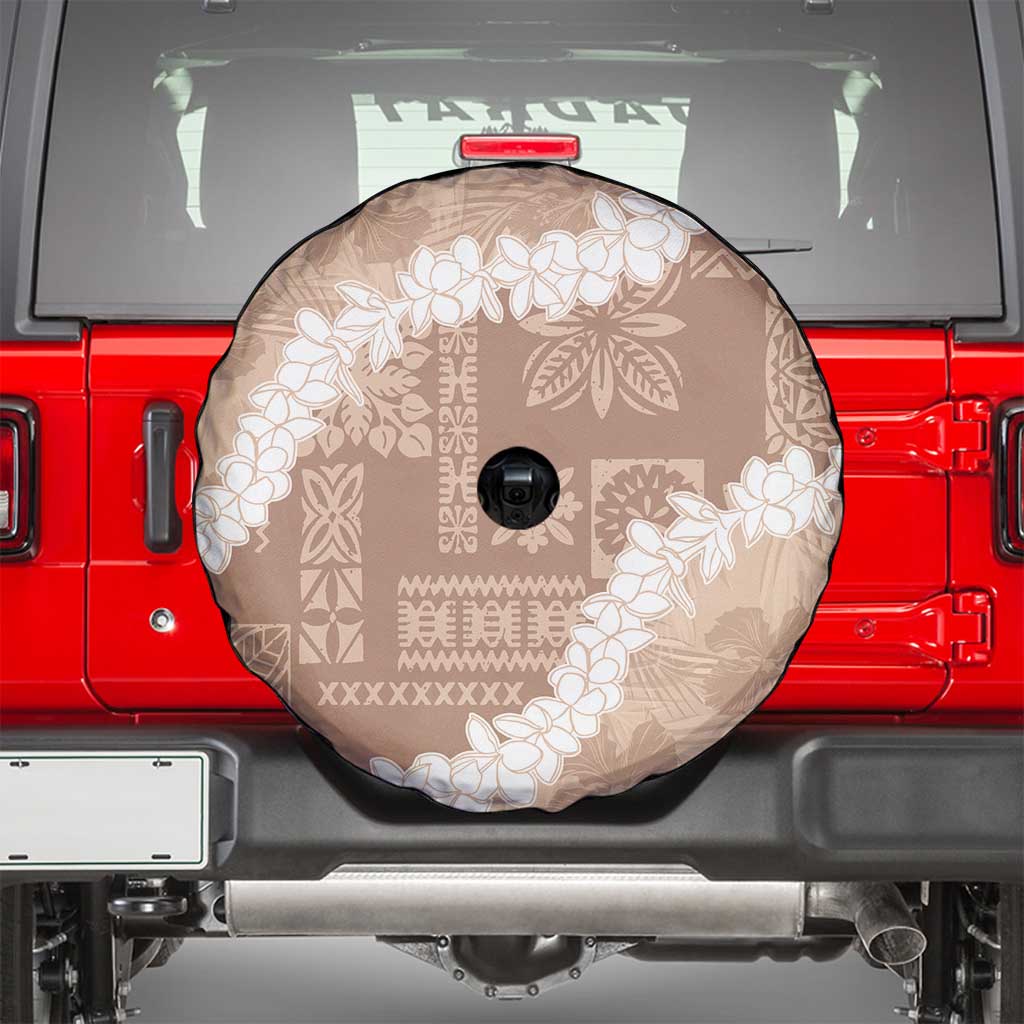 Hawaii Aloha Spare Tire Cover Beige Quilt Patch Work Mix Plumeria Lei