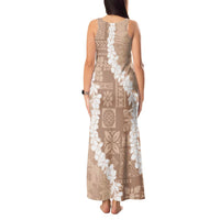 Hawaii Aloha Tank Maxi Dress Beige Quilt Patch Work Mix Plumeria Lei LT7 - Polynesian Pride