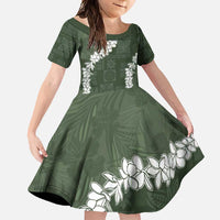 Hawaii Aloha Family Matching Off Shoulder Maxi Dress and Hawaiian Shirt Sage Quilt Patch Work Mix Plumeria Lei