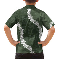 Hawaii Aloha Family Matching Short Sleeve Bodycon Dress and Hawaiian Shirt Sage Quilt Patch Work Mix Plumeria Lei LT7 - Polynesian Pride