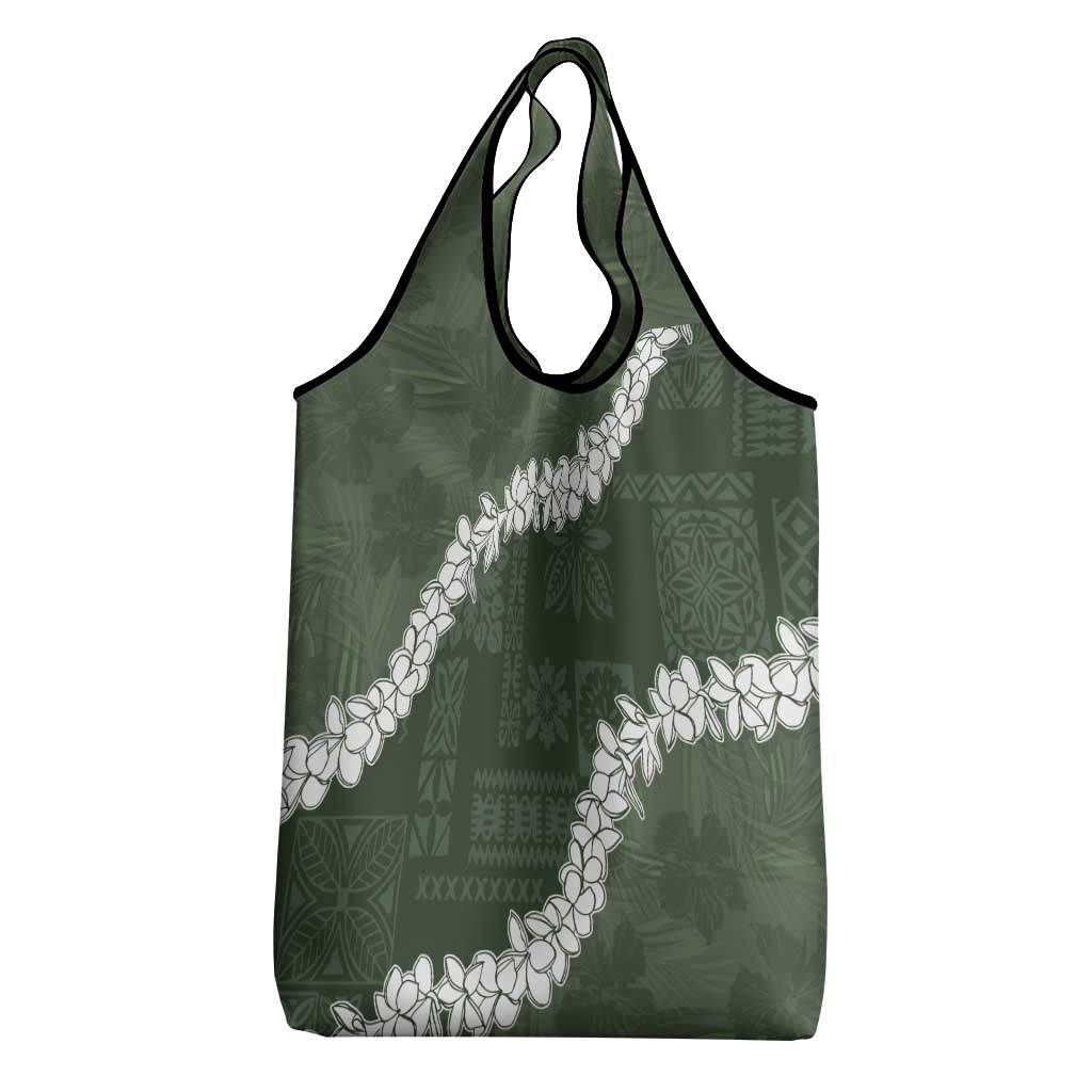 Hawaii Aloha Grocery Bag Sage Quilt Patch Work Mix Plumeria Lei LT7 - Polynesian Pride
