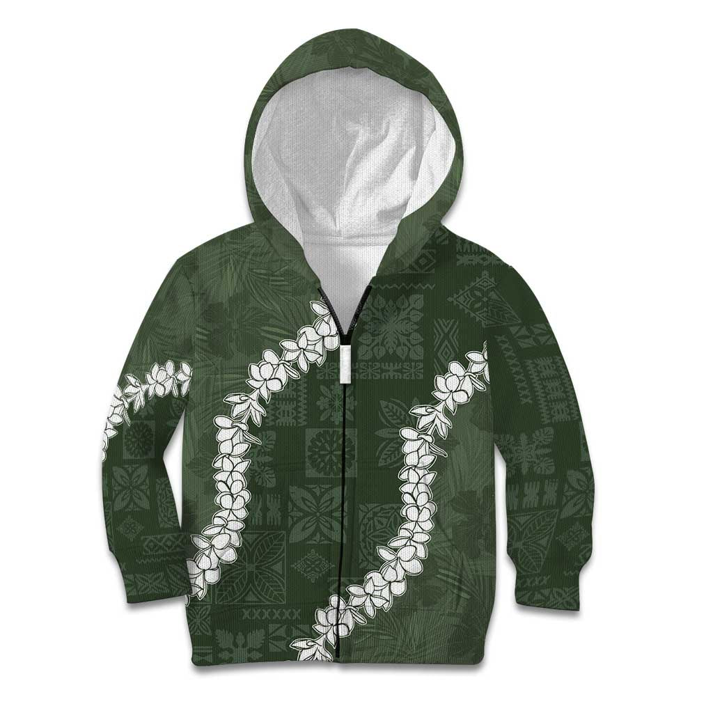 Hawaii Aloha Kid Hoodie Sage Quilt Patch Work Mix Plumeria Lei