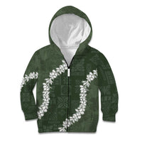 Hawaii Aloha Kid Hoodie Sage Quilt Patch Work Mix Plumeria Lei