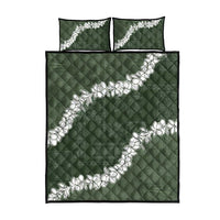 Hawaii Aloha Quilt Bed Set Sage Quilt Patch Work Mix Plumeria Lei