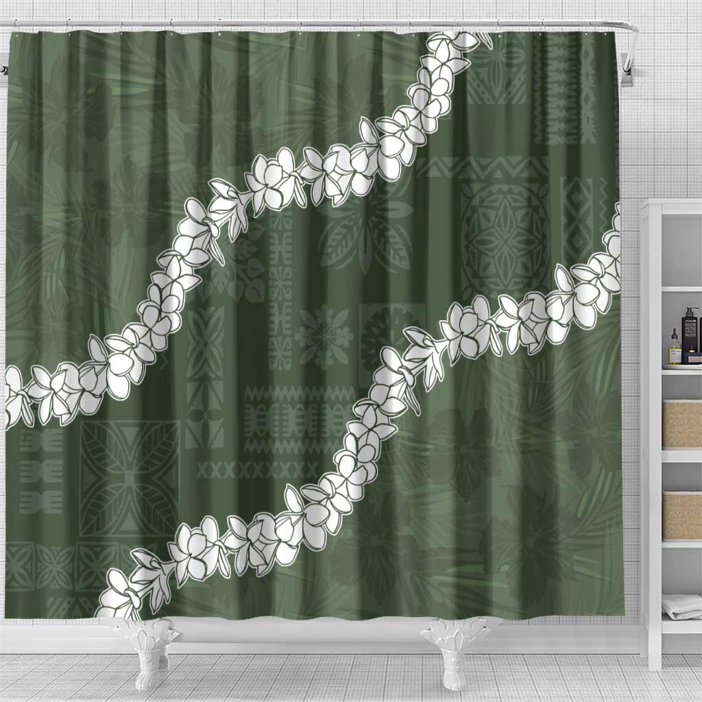 Hawaii Aloha Shower Curtain Sage Quilt Patch Work Mix Plumeria Lei LT7 - Polynesian Pride