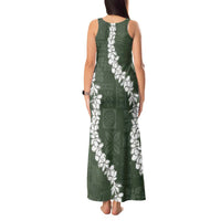 Hawaii Aloha Tank Maxi Dress Sage Quilt Patch Work Mix Plumeria Lei LT7 - Polynesian Pride