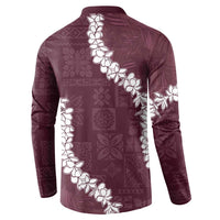 Hawaii Aloha Button Sweatshirt Champange Quilt Patch Work Mix Plumeria Lei