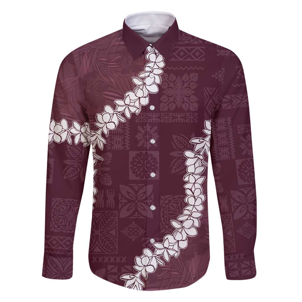 Hawaii Aloha Family Matching Mermaid Dress and Hawaiian Shirt Champange Quilt Patch Work Mix Plumeria Lei LT7 Dad's Shirt - Long Sleeve Champange - Polynesian Pride