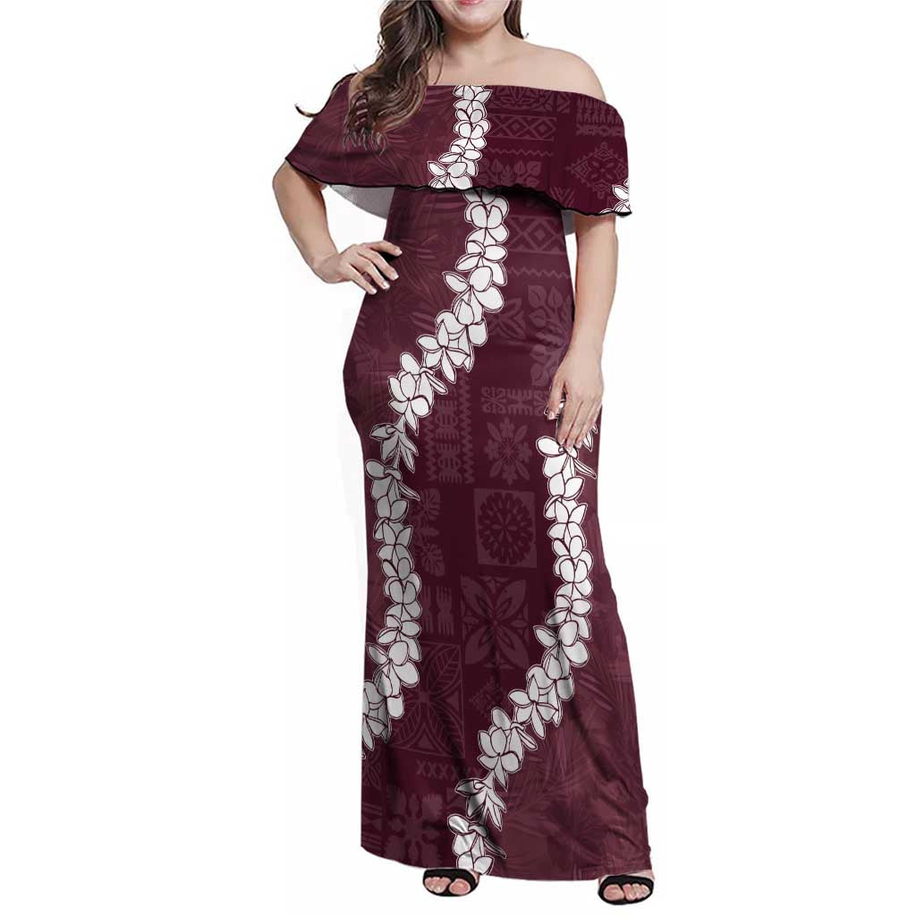 Hawaii Aloha Family Matching Off Shoulder Maxi Dress and Hawaiian Shirt Champange Quilt Patch Work Mix Plumeria Lei