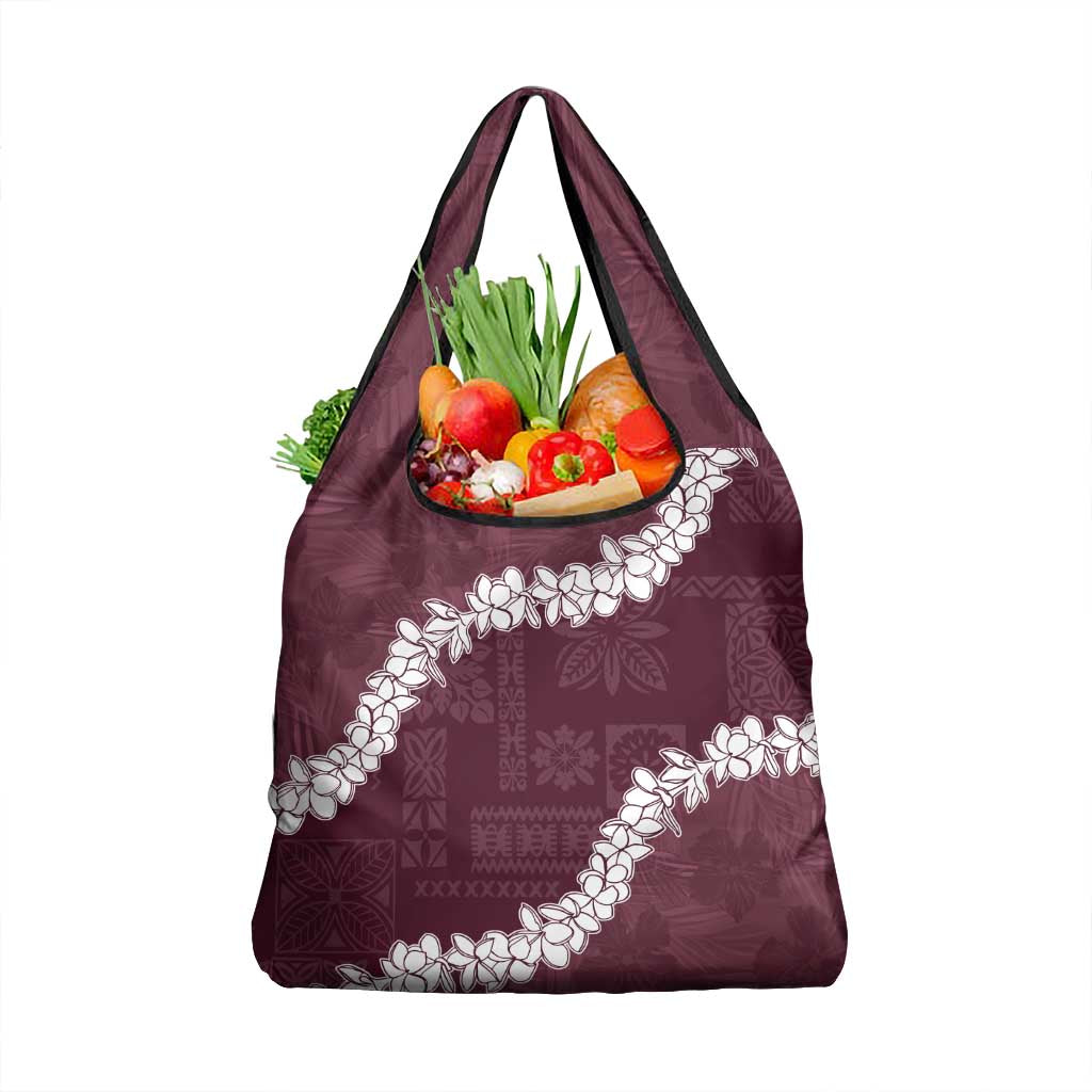 Hawaii Aloha Grocery Bag Champange Quilt Patch Work Mix Plumeria Lei LT7 1-pack One Size Champange - Polynesian Pride