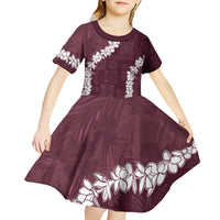 Hawaii Aloha Kid Short Sleeve Dress Champange Quilt Patch Work Mix Plumeria Lei