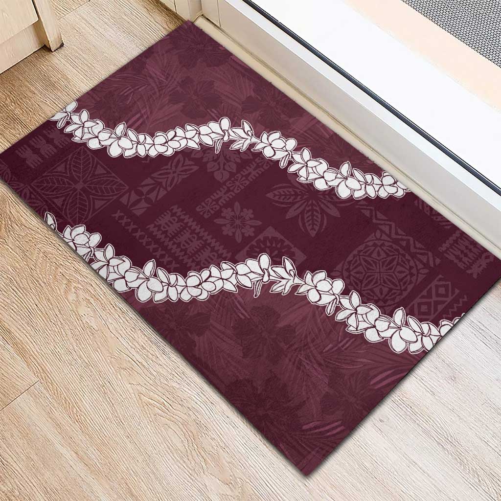 Hawaii Aloha Rubber Doormat Champange Quilt Patch Work Mix Plumeria Lei LT7 - Polynesian Pride