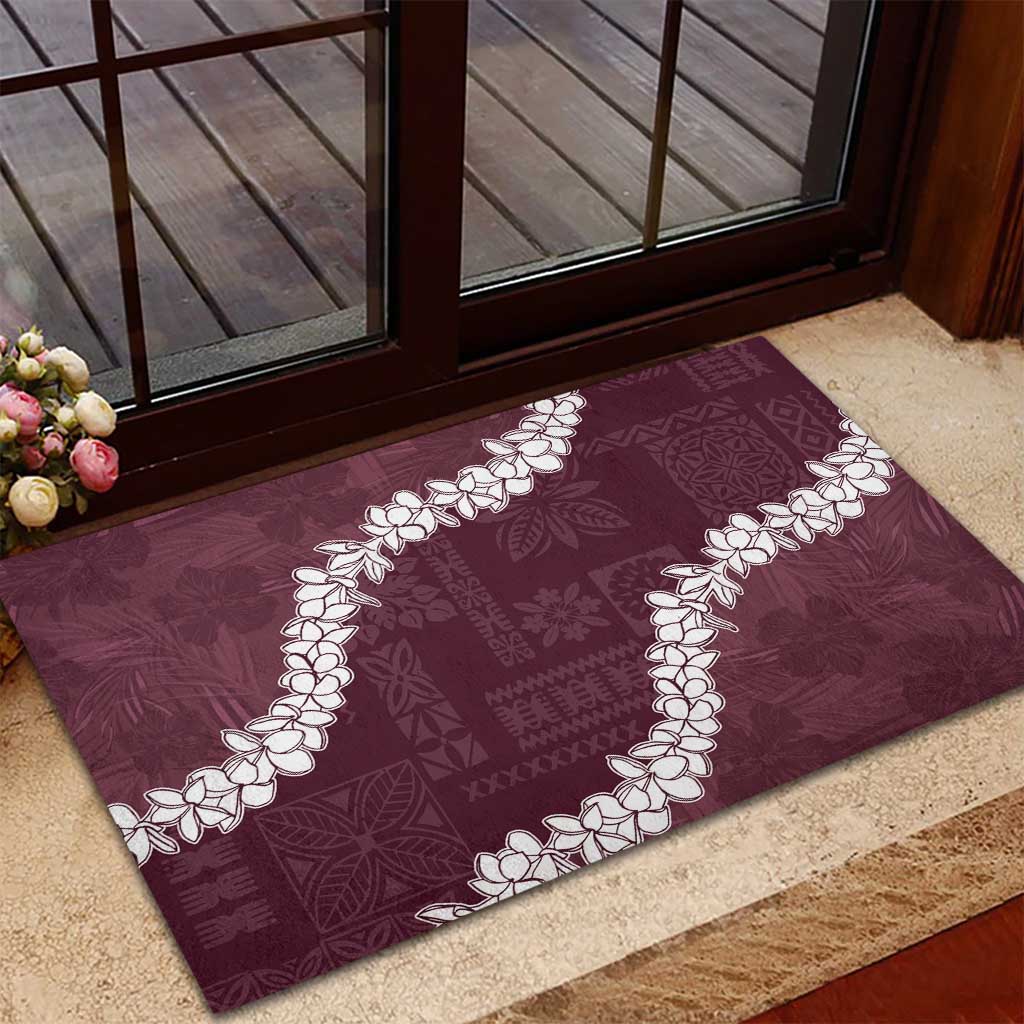 Hawaii Aloha Rubber Doormat Champange Quilt Patch Work Mix Plumeria Lei LT7 - Polynesian Pride