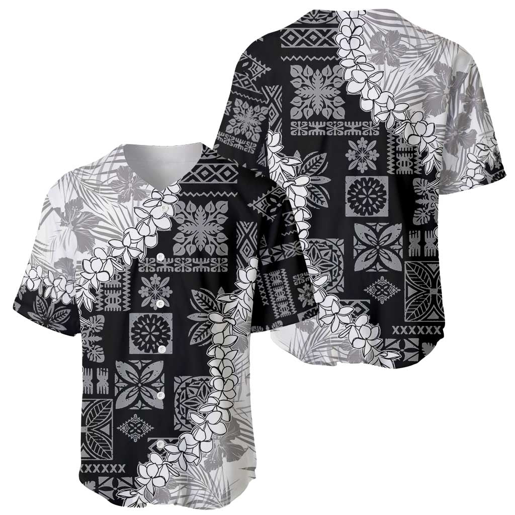 Hawaii Aloha Baseball Jersey White Quilt Patch Work Mix Plumeria Lei