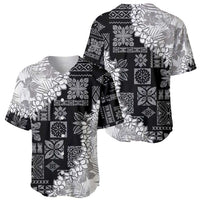 Hawaii Aloha Baseball Jersey White Quilt Patch Work Mix Plumeria Lei