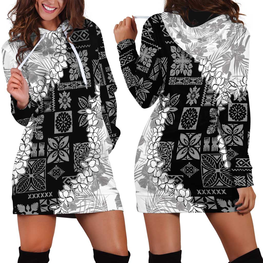 Hawaii Aloha Hoodie Dress White Quilt Patch Work Mix Plumeria Lei