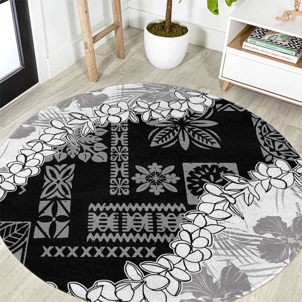 Hawaii Aloha Round Carpet White Quilt Patch Work Mix Plumeria Lei LT7 White - Polynesian Pride