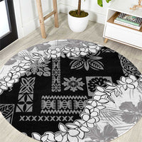 Hawaii Aloha Round Carpet White Quilt Patch Work Mix Plumeria Lei LT7 White - Polynesian Pride