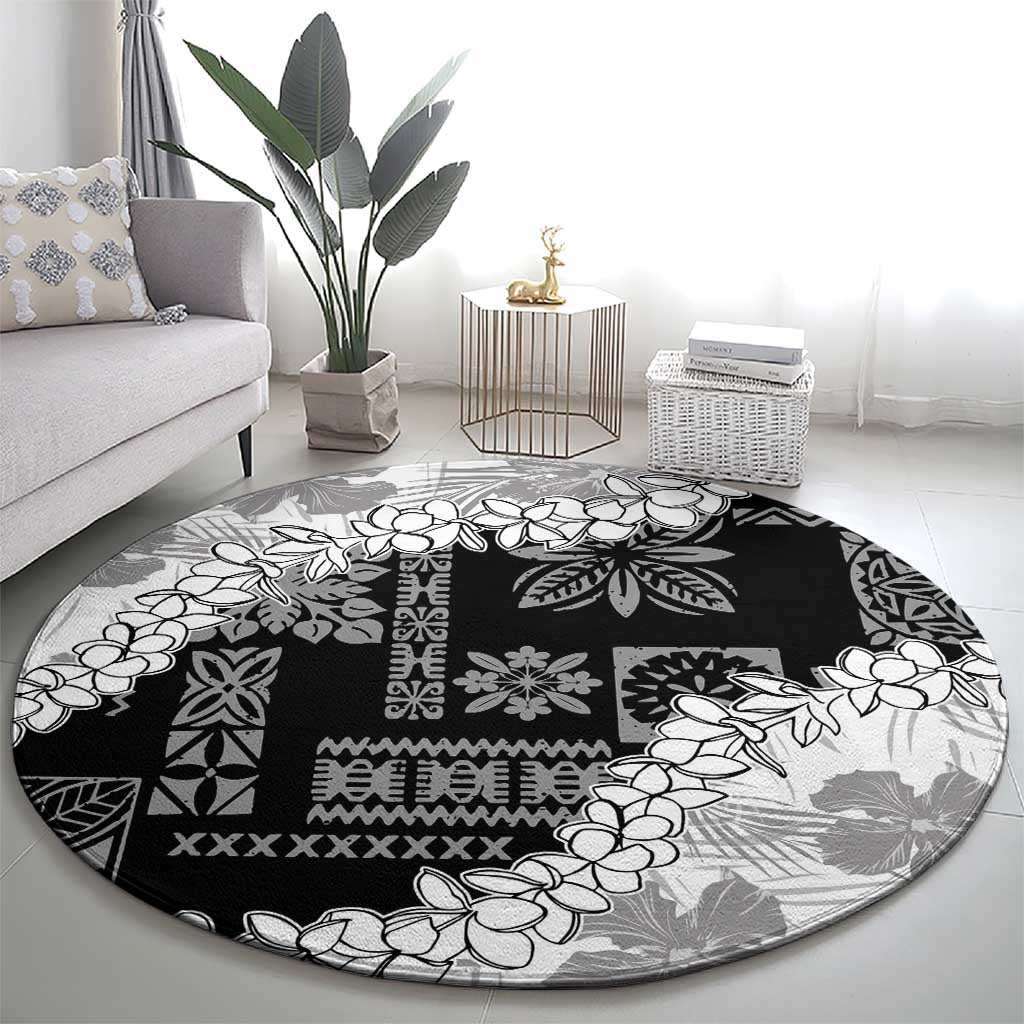 Hawaii Aloha Round Carpet White Quilt Patch Work Mix Plumeria Lei LT7 - Polynesian Pride