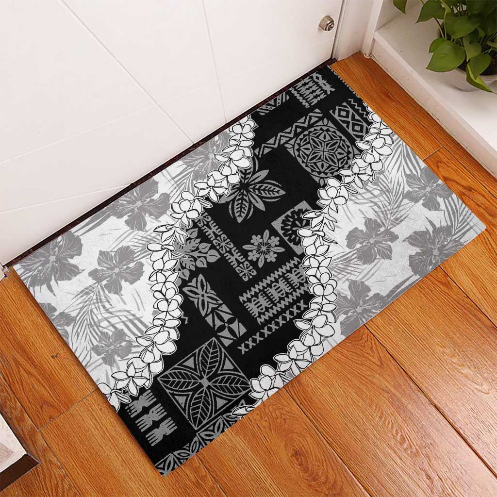 Hawaii Aloha Rubber Doormat White Quilt Patch Work Mix Plumeria Lei LT7 - Polynesian Pride