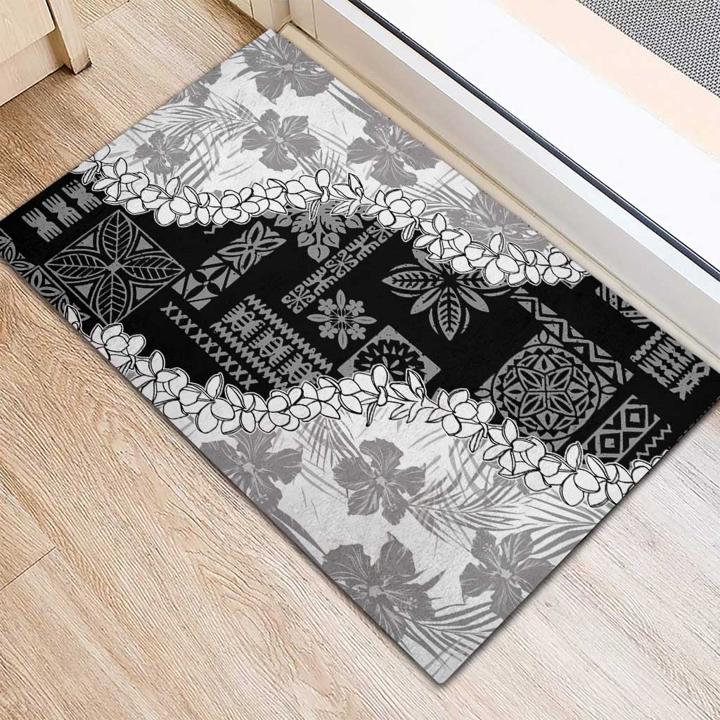 Hawaii Aloha Rubber Doormat White Quilt Patch Work Mix Plumeria Lei LT7 - Polynesian Pride