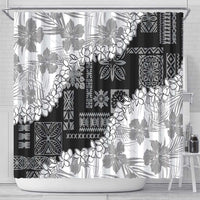 Hawaii Aloha Shower Curtain White Quilt Patch Work Mix Plumeria Lei LT7 - Polynesian Pride